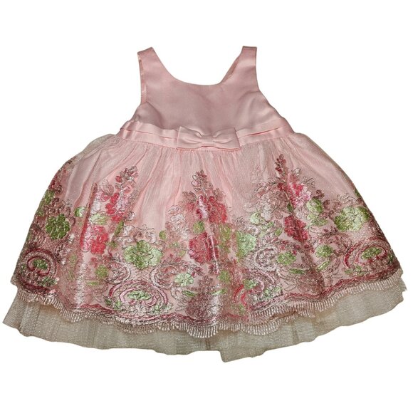American Princess Baby Girl Party Dress 12M Pink Floral Embroidered NWT - Picture 1 of 10
